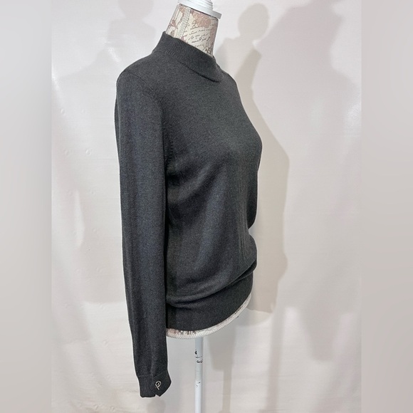 JOAN VASS‎ Charcoal gray mock neck sweater size M. - Picture 7 of 13
